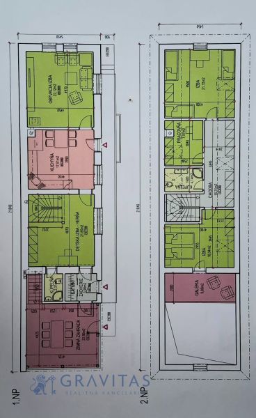 Na predaj rodinný dom, Blatnica - Pôdorys rodinného domu v Blatnici s izbami a zimnou záhradou na dvoch podlažiach.