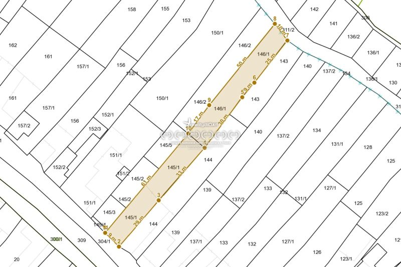 Stavebný pozemok 1222m² v obci Košolná - Katastrálna mapa Pozemky - bývanie v Košolnej, s vyznačením parciel a rozmerov na Košolnej.