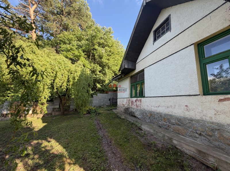 Exkl. 3 izbový rodinný dom v H. Orešanoch ZĽAVA - Rodinný dom na ulici Horné Orešany v Horných Orešanoch, obklopený záhradou a stromami.