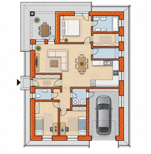 Novostavba 4-izbového bungalovu s garážou - Trenčianske Jastrabie
