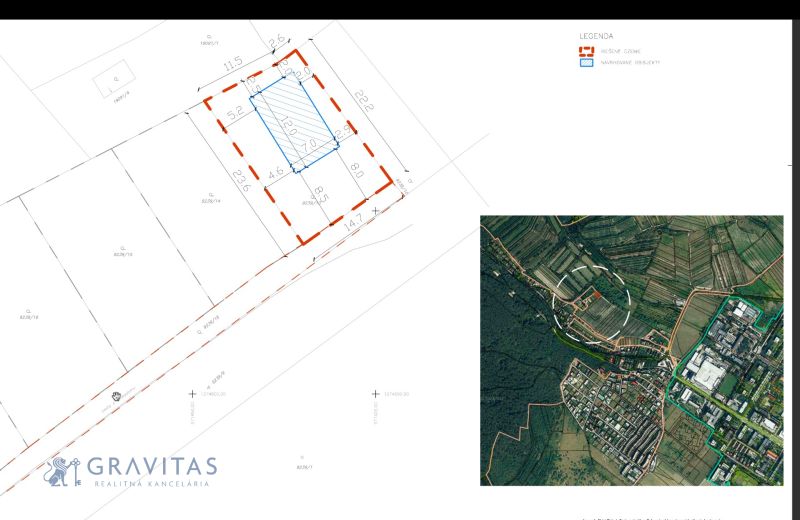 NA PREDAJ 5i rekreačný RD | Pekná cesta | Lesopark Rača  - Pôdorys pozemku s návrhom rodinného domu v oblasti Rača v Bratislave, Pekná cesta.