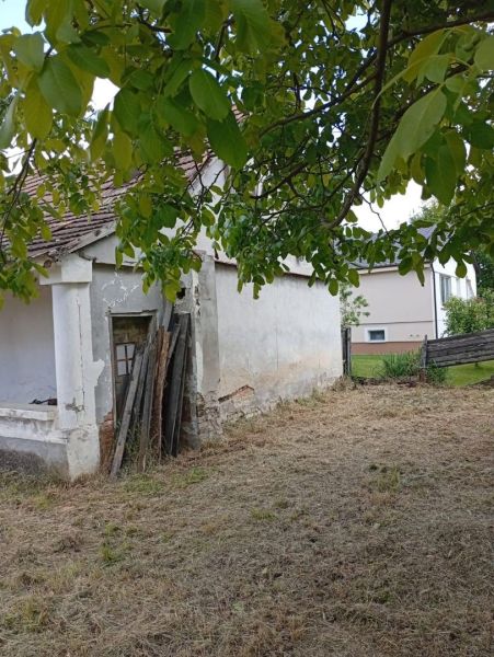 Vidiecky domček na predaj. - Starší rodinný dom v Ňárade obklopený trávnikom a stromom.