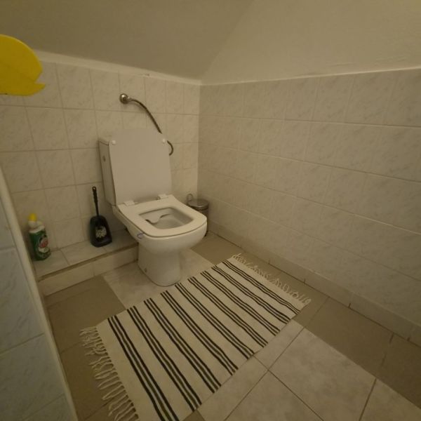 Prenájom 2-izbového apartmánu v Dunajskej Strede - Celoobložená toaleta s koberčekom z 2-izbového bytu.