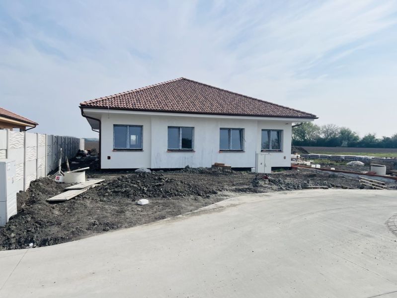 Luxusný dvojdom na predaj v obci Michal na Ostrove - Rodinný dom v Michale na Ostrove s bielou fasádou a šikmou strechou.