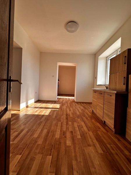 Na predaj 2-izb. byt v dvojdome (110 m²) v štandarde s krbom – Možnosť - Rodinný dom s podlahou s dreveným dekorom a vstavanými skriňami, svetlý interiér.