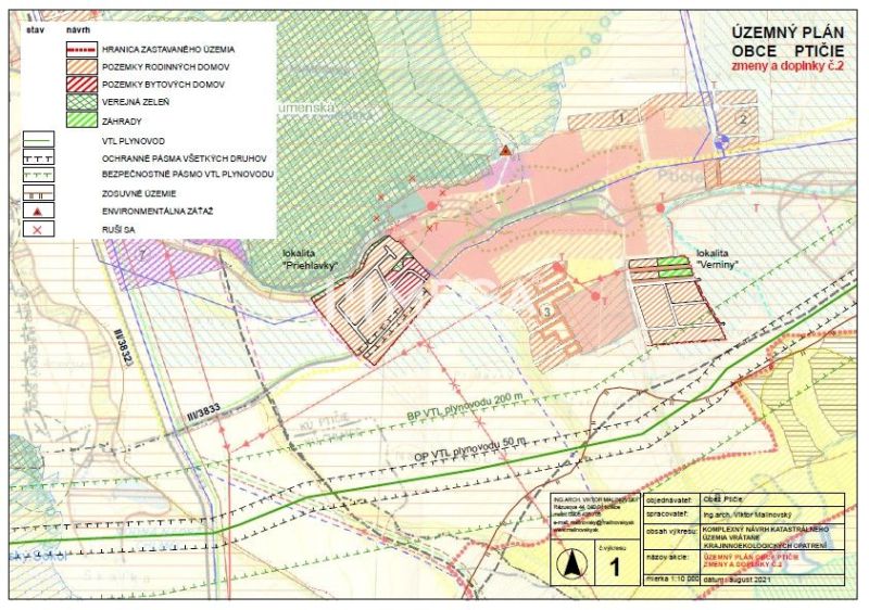 Na predaj pozemok na výstavbu v obci Ptičie, exkluzívne! - Mapa ukazuje plánované pozemky na bývanie v lokalite Ptičie na ulici Ptičie.