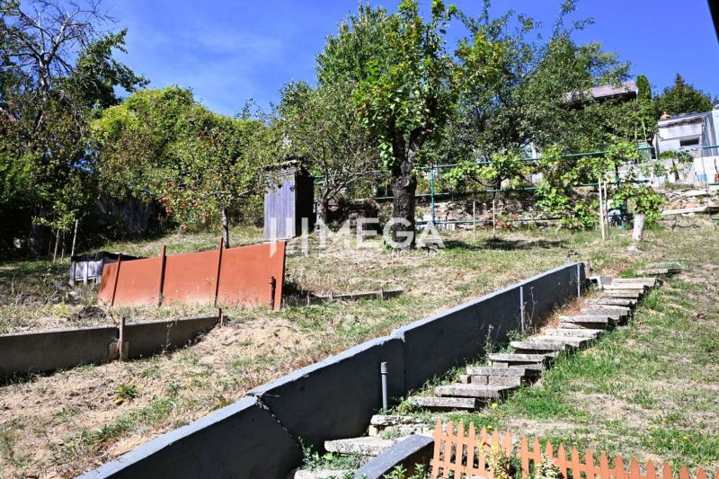 PREDAJ ZÁHRADNEJ CHATKY s POZEMKOM (oblasť POKROK) - Svahovitá záhrada pri chate na Pokroku v Humennom s ovocnými stromami a schodmi.