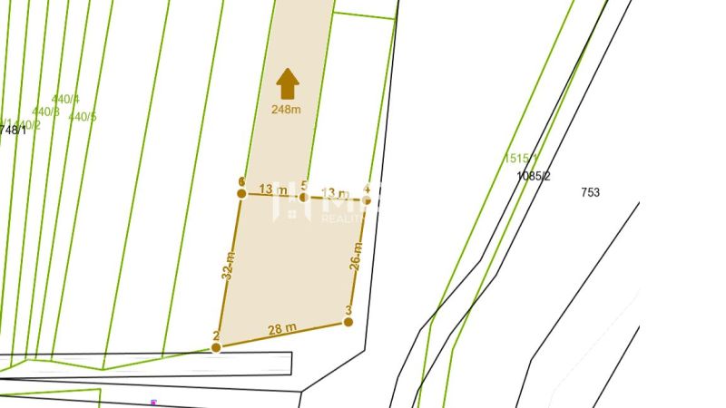 NA PREDAJ: Pozemok s potenciálom – Trnava pri Laborci - Geometrický plán pozemkov v záhradách Trnavy pri Laborci s vyznačenými rozmermi.