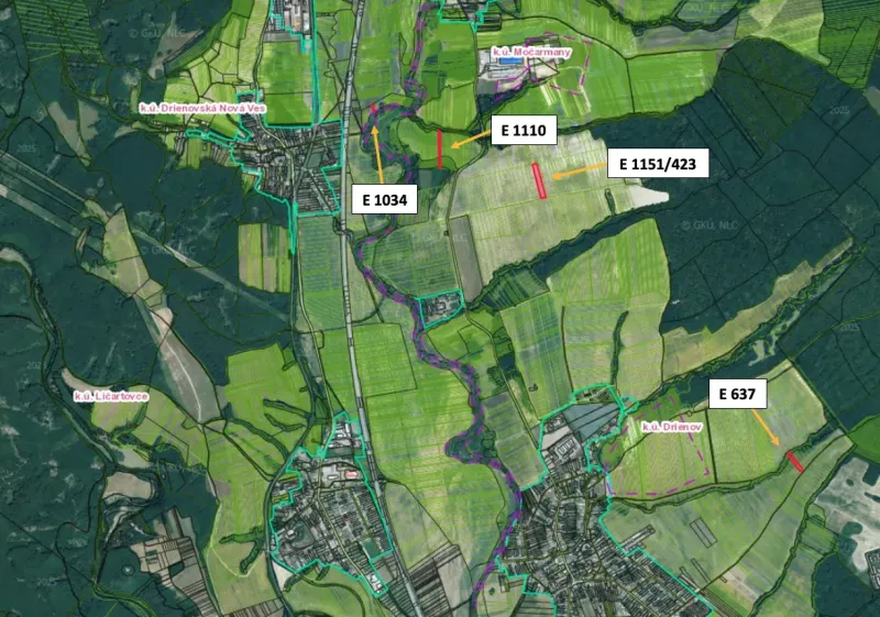 Drienov – 4.840 m2 ORNÁ PÔDA v pozemkových úprávach