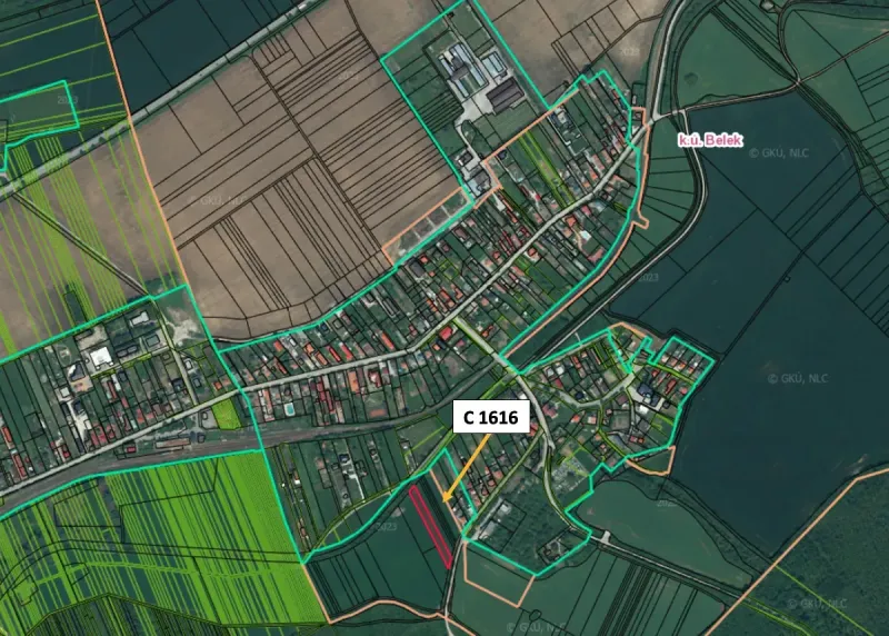 Podhájska - 2.084 m2 POZEMOK na okraji obce - Mapa poľnohospodárskych a lesných pozemkov v okolí Podhájskej.