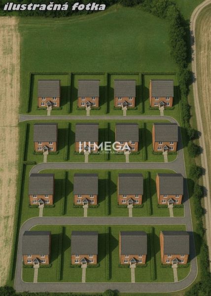 Investičný pozemok Vranov nad Topľou - Render domov v projekte Zvláštne nehnuteľnosti vo Vranove nad Topľou, umiestnených na zelených parcelách.