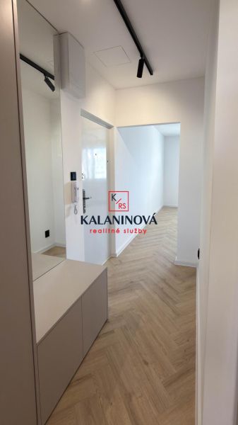 PRIPRAVUJEME: 4 izb. novorekonštruovaný byt, Košice - Terasa, Obrody - Chodba so zrkadlom a podlahou s dreveným dekorom v 4-izbovom byte.