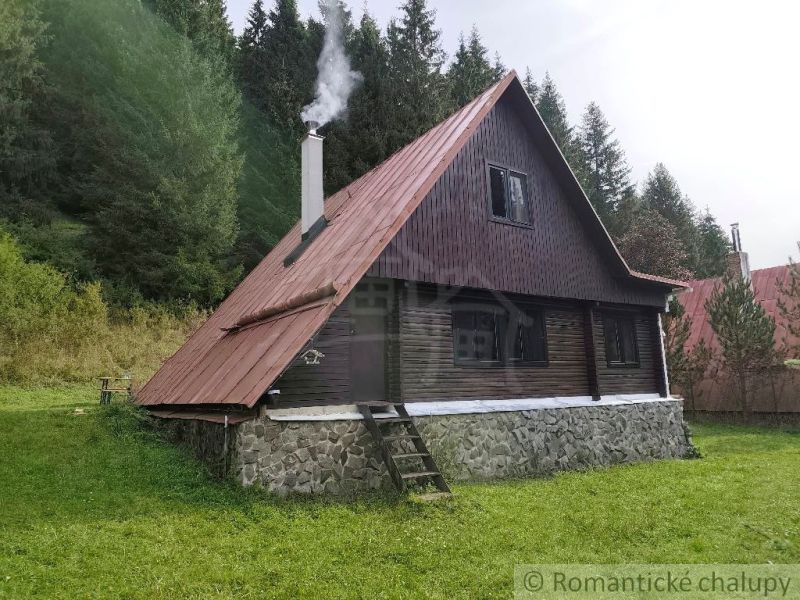 Zariadená chata s krbom pri lese v Rajeckej Lesnej