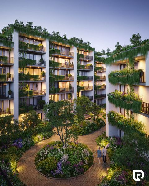 2 izbový byt 65 m² | Greencorner  | Bratislava-Nové mesto - Zeleňou obklopené 2-izbové byty s balkónmi a centrálna záhrada v komplexe na Račianskej.