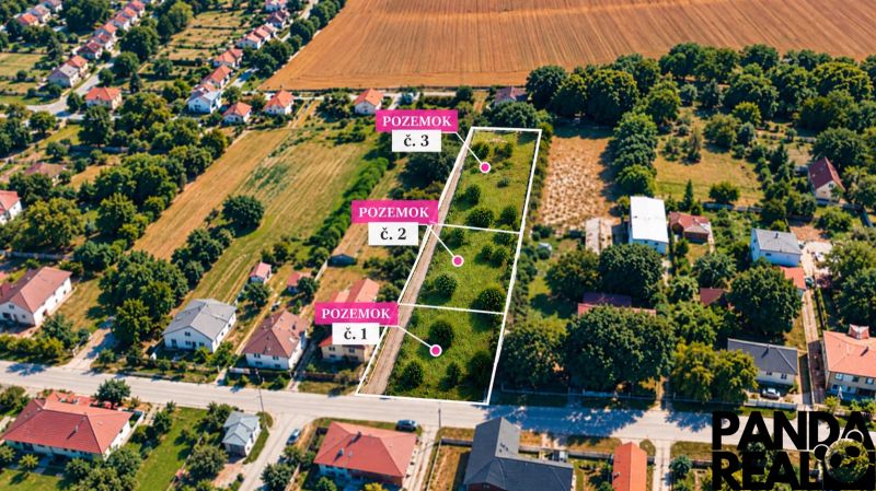 INVESTIČNÁ PRÍLEŽITOSŤ- pozemok 3 200 m² s rodinným domom, Čermany - Letecký pohľad na stavebné pozemky v Čermanoch vhodné na bývanie.