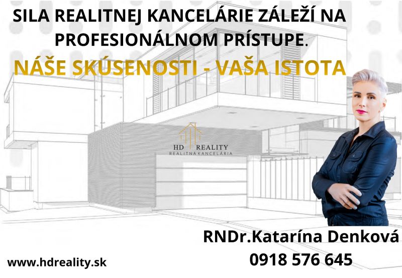 Predaj, rekreačné pozemky Štiavnické Bane - Reklama na realitnú kanceláriu s abstraktným obrázkom budovy a kontaktnými informáciami.