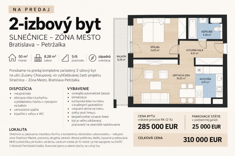 Na Predaj Slnečnice 2 izbový byt