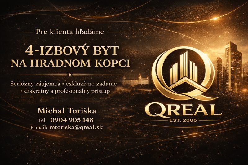 **Pre exkluzívneho klienta hľadáme 4-izbový byt na Hradnom kopci** - Hľadáme 4-izbový byt na Hradnom kopci v Bratislave - Staré Mesto.