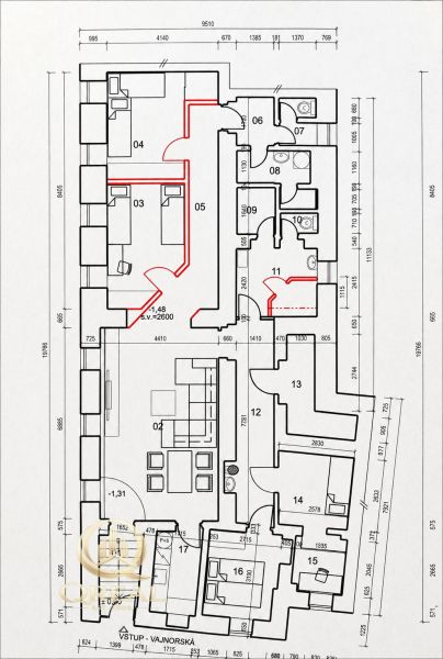 **Hotový priestor. Povolené ubytovanie. Pripravené zarábať**Airbnb** - Pôdorys 5 a viac izbového bytu s detailnými rozmermi izieb a príslušenstva.