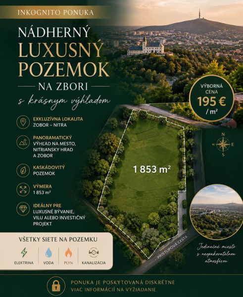Exkluzívny stavebný pozemok Zobor top vyhľadávaná lokalita!