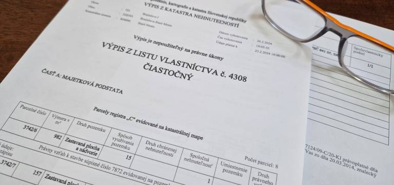 Výpis z katastra nehnuteľností – list vlastníctva 